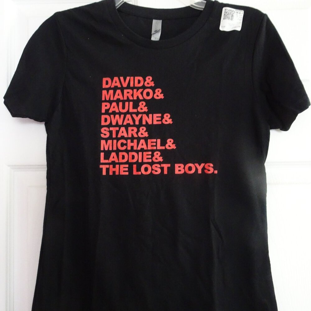 The Lost Boys Names T-Shirt in Black/Red Size Woman's Medium NWT